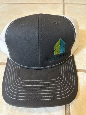 Port Authority Gray and White Mesh Logo Baseball Cap
